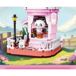 ZHEGAO 663012-4 NGƯỜI BÁN HOA GẤU TRÚC bộ đồ chơi xếp lắp ráp ghép mô hình PANDA FLOWER SHOP LOTUS 505 khối