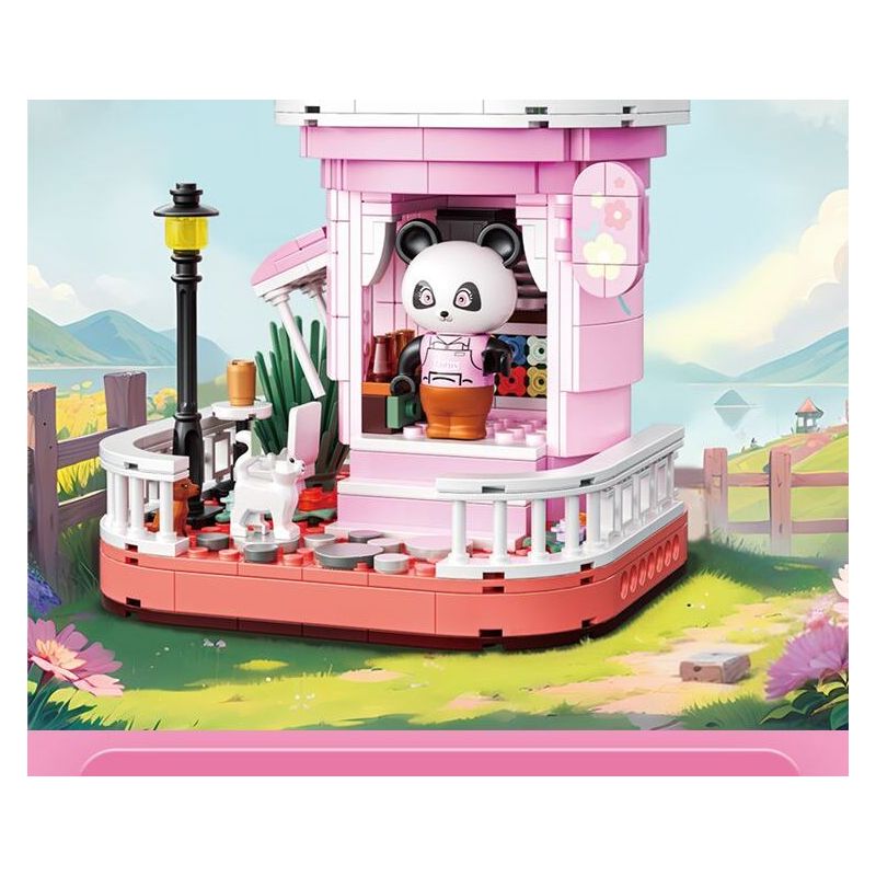 ZHEGAO 663012-4 NGƯỜI BÁN HOA GẤU TRÚC bộ đồ chơi xếp lắp ráp ghép mô hình PANDA FLOWER SHOP LOTUS 505 khối