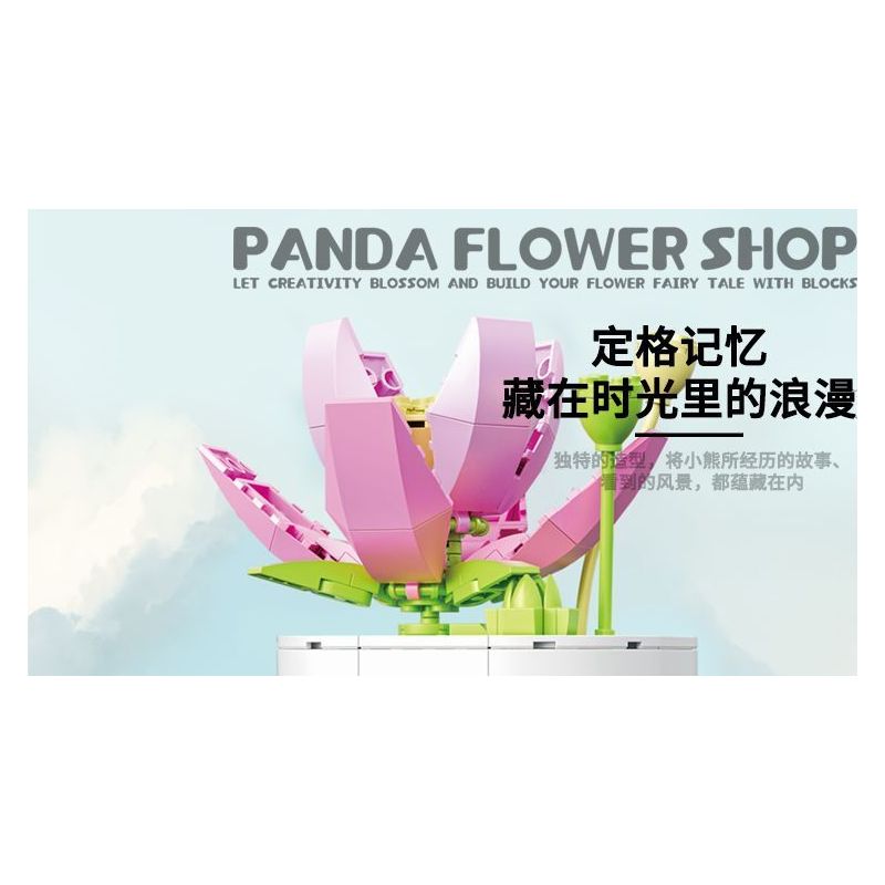 ZHEGAO 663012-4 NGƯỜI BÁN HOA GẤU TRÚC bộ đồ chơi xếp lắp ráp ghép mô hình PANDA FLOWER SHOP LOTUS 505 khối