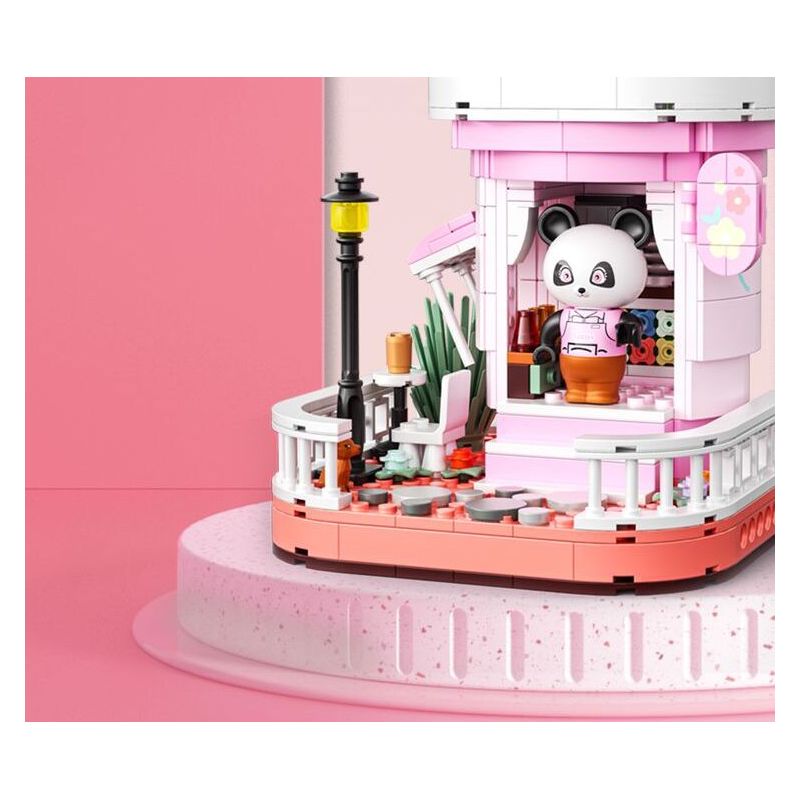 ZHEGAO 663012-4 NGƯỜI BÁN HOA GẤU TRÚC bộ đồ chơi xếp lắp ráp ghép mô hình PANDA FLOWER SHOP LOTUS 505 khối