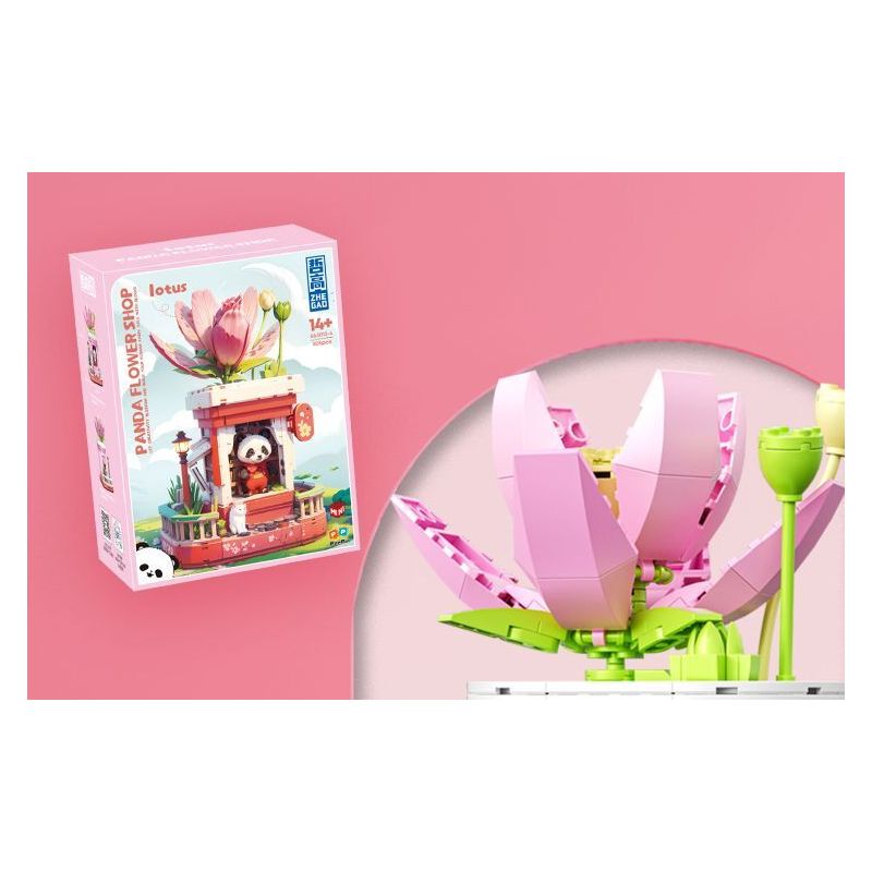 ZHEGAO 663012-4 NGƯỜI BÁN HOA GẤU TRÚC bộ đồ chơi xếp lắp ráp ghép mô hình PANDA FLOWER SHOP LOTUS 505 khối