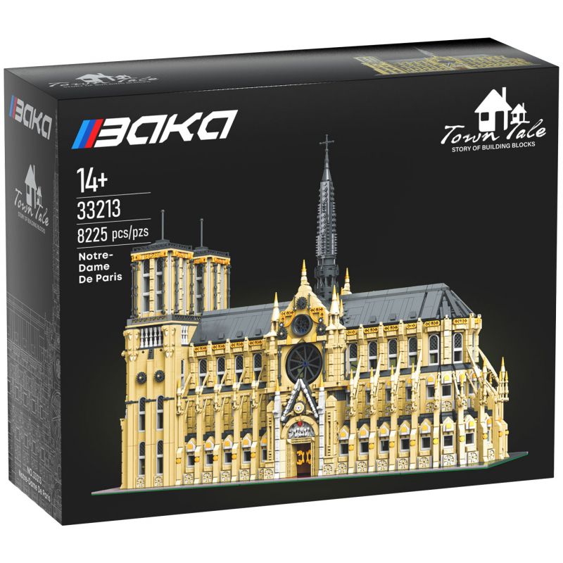 BAKA TECHNOLOGY 33213 non Lego NHÀ THỜ ĐỨC BÀ PARIS bộ đồ chơi xếp lắp ráp ghép mô hình Creator NOTRE DAME DE PARIS Sáng Tạo 8225 khối