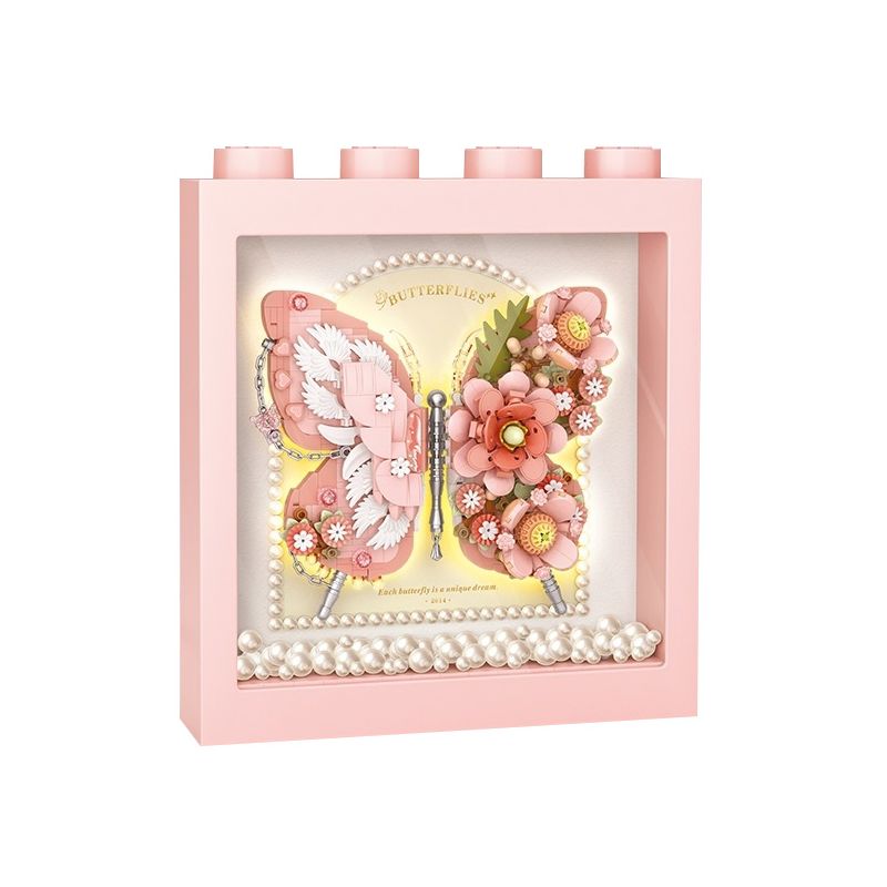 LOZ 1960 non Lego KHUNG ẢNH HOA BƯỚM TRẮNG bộ đồ chơi xếp lắp ráp ghép mô hình Arts & Crafts BUTTERFLY 822 khối