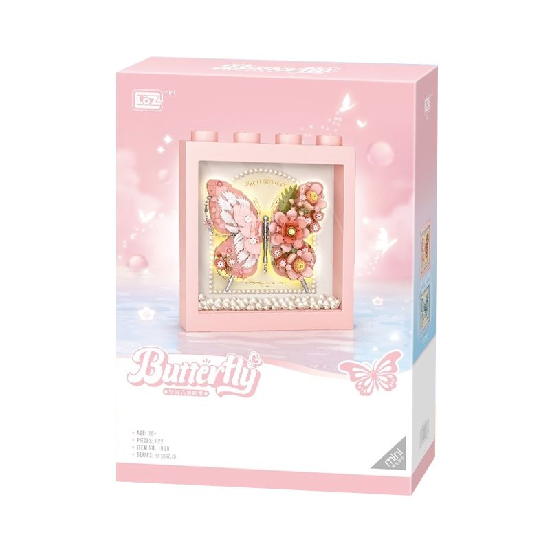 LOZ 1960 KHUNG ẢNH HOA BƯỚM TRẮNG bộ đồ chơi xếp lắp ráp ghép mô hình Arts & Crafts BUTTERFLY 822 khối