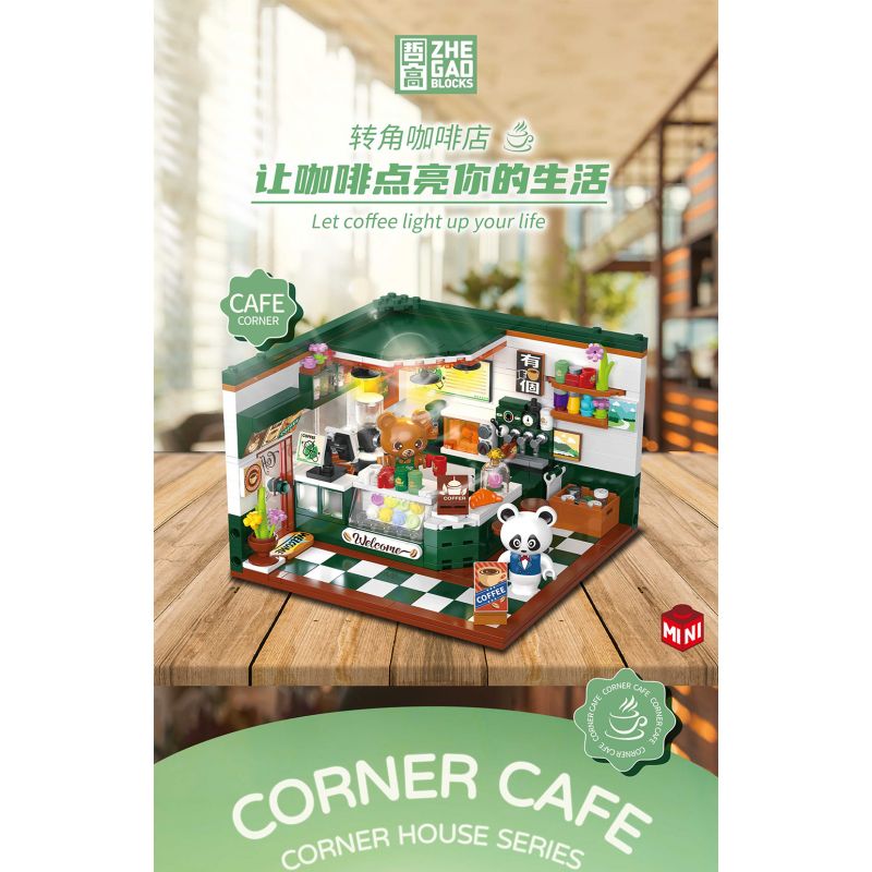 ZHEGAO 612024 QUÁN CÀ PHÊ GÓC PHỐ bộ đồ chơi xếp lắp ráp ghép mô hình CORNER CAFE 527 khối