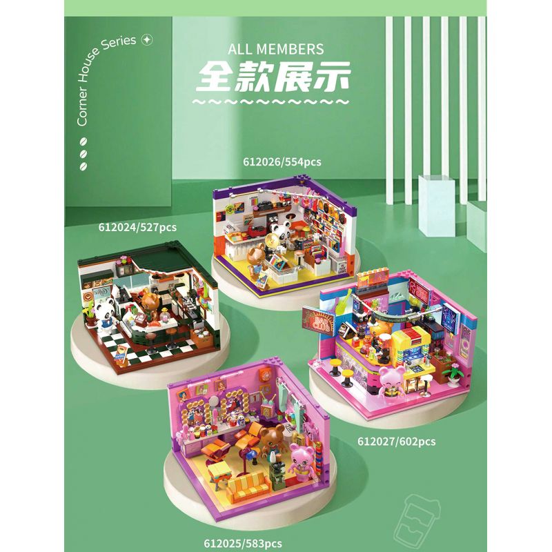 ZHEGAO 612024 QUÁN CÀ PHÊ GÓC PHỐ bộ đồ chơi xếp lắp ráp ghép mô hình CORNER CAFE 527 khối