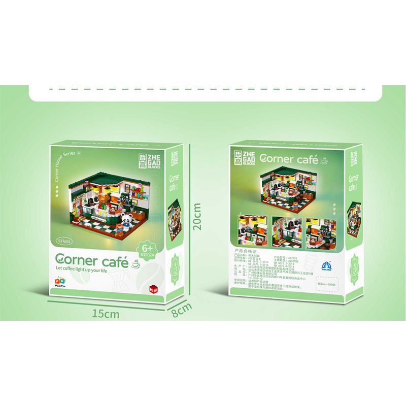 ZHEGAO 612024 QUÁN CÀ PHÊ GÓC PHỐ bộ đồ chơi xếp lắp ráp ghép mô hình CORNER CAFE 527 khối
