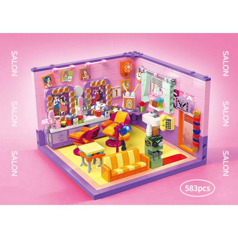 ZHEGAO 612025 CỬA HÀNG LÀM TÓC bộ đồ chơi xếp lắp ráp ghép mô hình HAIR SALON 583 khối