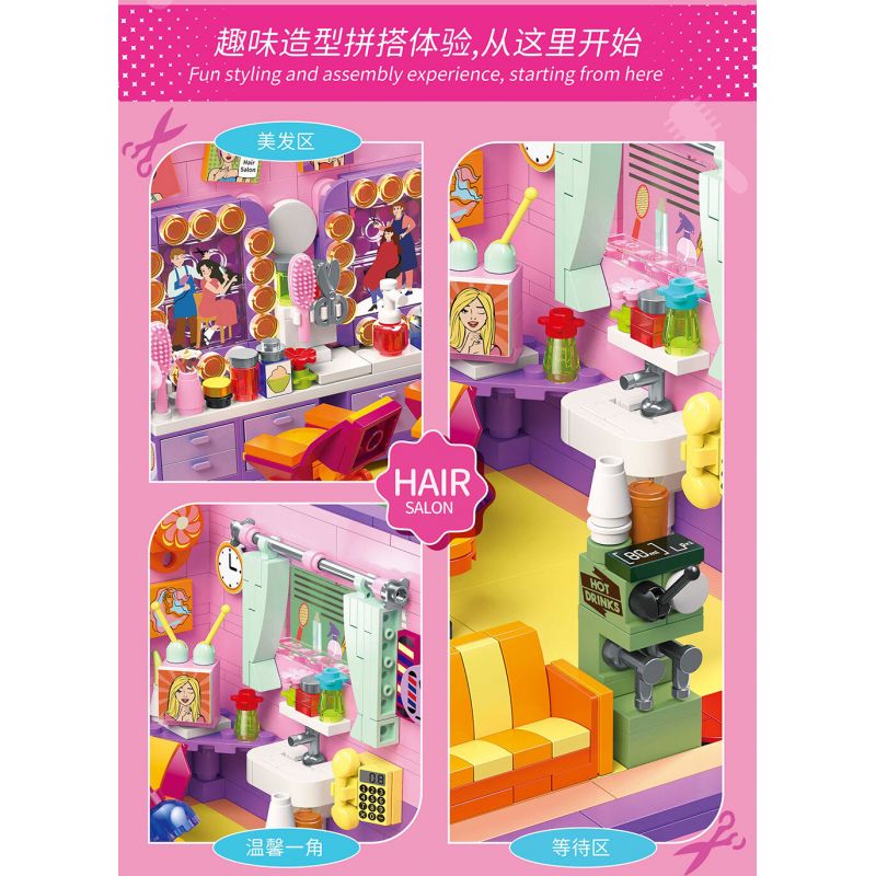 ZHEGAO 612025 CỬA HÀNG LÀM TÓC bộ đồ chơi xếp lắp ráp ghép mô hình HAIR SALON 583 khối