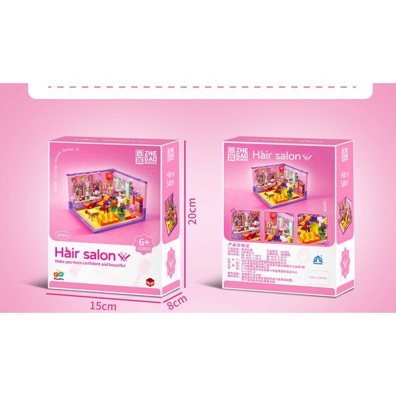 ZHEGAO 612025 CỬA HÀNG LÀM TÓC bộ đồ chơi xếp lắp ráp ghép mô hình HAIR SALON 583 khối