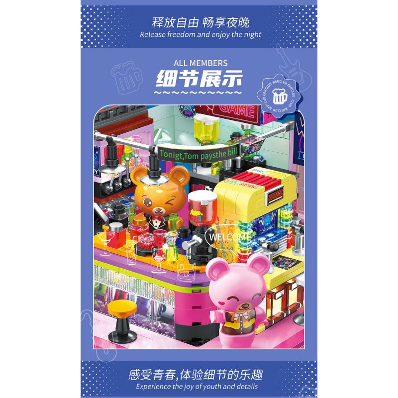 ZHEGAO 612027 CÂU LẠC BỘ QUÁN BAR bộ đồ chơi xếp lắp ráp ghép mô hình BAR CLUB 602 khối