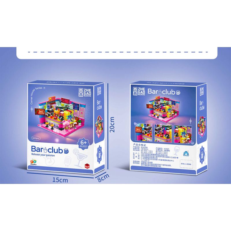 ZHEGAO 612027 CÂU LẠC BỘ QUÁN BAR bộ đồ chơi xếp lắp ráp ghép mô hình BAR CLUB 602 khối