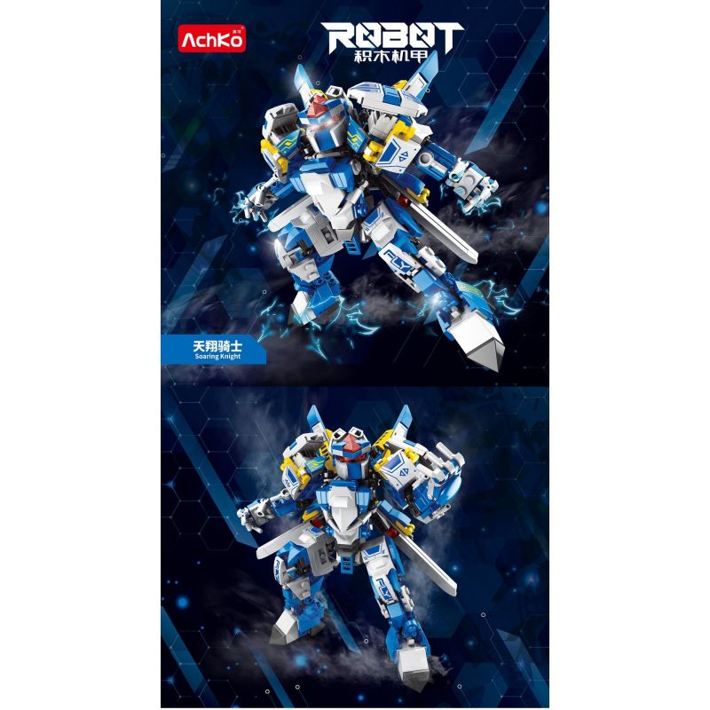 ACHKO 80031 CƠ KHÍ HIỆP SĨ THIÊN TƯỜNG bộ đồ chơi xếp lắp ráp ghép mô hình SOARING KNIGHT 451 khối