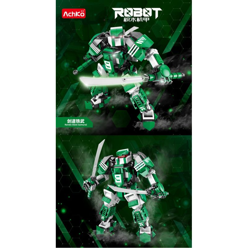 ACHKO 80033 KENDO TEBU MECHA bộ đồ chơi xếp lắp ráp ghép mô hình 413 khối