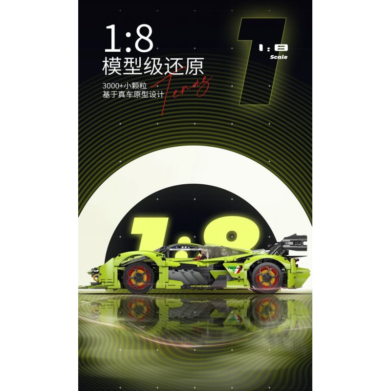 MOYU BLOCK MY88028 88028 LAMBO 3000 GTR PHIÊN BẢN ĐƯỜNG ĐUA 1:8 tỷ lệ 1:8 bộ đồ chơi xếp lắp ráp ghép mô hình Technic Kỹ Thuật Công Nghệ Cao Mô Hình Phương Tiện 3130 khối
