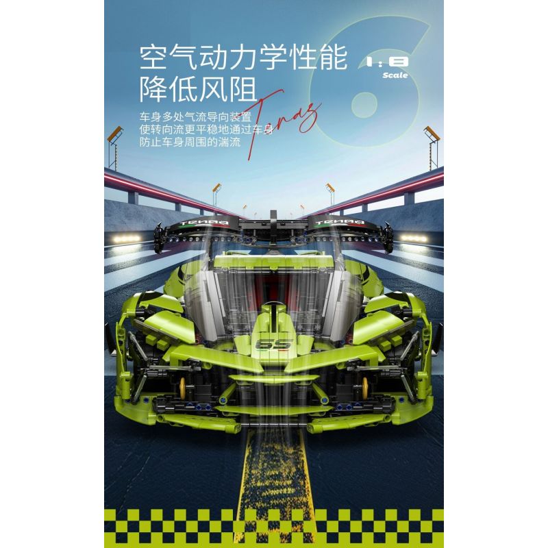 MOYU BLOCK MY88028 88028 LAMBO 3000 GTR PHIÊN BẢN ĐƯỜNG ĐUA 1:8 tỷ lệ 1:8 bộ đồ chơi xếp lắp ráp ghép mô hình Technic Kỹ Thuật Công Nghệ Cao Mô Hình Phương Tiện 3130 khối