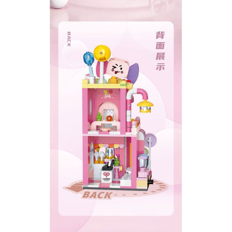 BALODY 21201 MACARON SAKURA bộ đồ chơi xếp lắp ráp ghép mô hình MACARONS SHOP 475 khối
