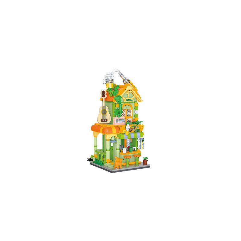 BALODY 21202 non  QUÁN ĂN ÁNH SÁNG VÀ BÓNG TỐI bộ đồ chơi xếp lắp ráp ghép mô hình BRISTRO 498 khối