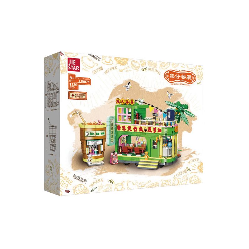 JIESTAR JJ9071 9071 NHÀ HÀNG GẤU PHONG CÁCH HỒNG KÔNG bộ đồ chơi xếp lắp ráp ghép mô hình HONG KONG STYLE XIONG ZAI RESTAURANT 1330 khối