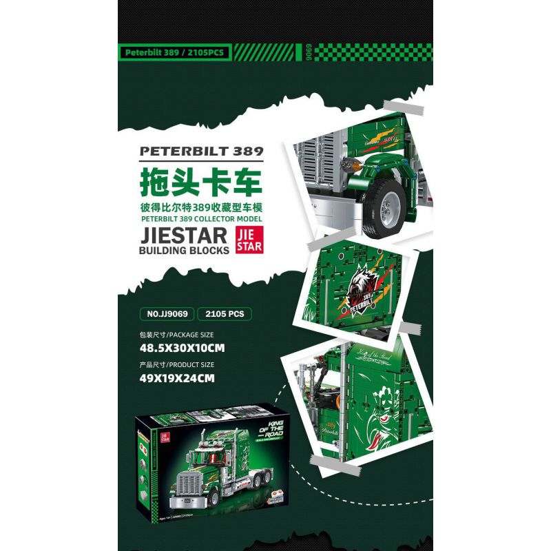 JIESTAR JJ9069 9069 ĐẦU XE TẢI PETERBILT 389 bộ đồ chơi xếp lắp ráp ghép mô hình Technic Kỹ Thuật Công Nghệ Cao Mô Hình Phương Tiện 2105 khối