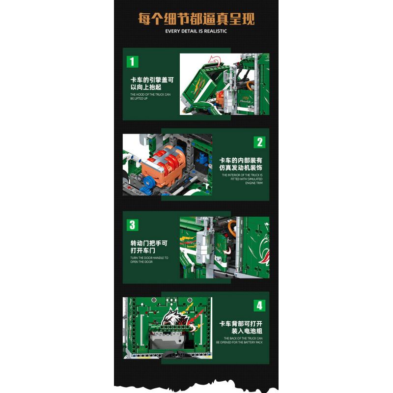 JIESTAR JJ9069 9069 ĐẦU XE TẢI PETERBILT 389 bộ đồ chơi xếp lắp ráp ghép mô hình Technic Kỹ Thuật Công Nghệ Cao Mô Hình Phương Tiện 2105 khối