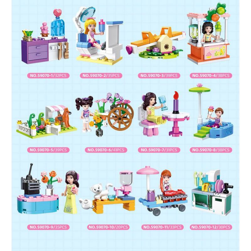 JIESTAR 59070 CÔ GÁI THÀNH THỊ 12 PHONG CÁCH bộ đồ chơi xếp lắp ráp ghép mô hình Girl DREAM TOWN Con Gái 411 khối