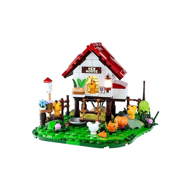 FUNWHOLE F9034 9034 non Lego CUỘC SỐNG NÔNG TRẠI CHUỒNG GÀ MINI bộ đồ chơi xếp lắp ráp ghép mô hình City Thành Phố 323 khối