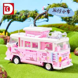 DK 6017 XE BUÝT DU LỊCH BARBIE bộ đồ chơi xếp lắp ráp ghép mô hình Creator BARBIE DREAMTOWN PINK BUS Sáng Tạo 852 khối