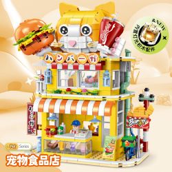 DOUBLE HEIGHT 60523 BURGER MEOW DỄ THƯƠNG bộ đồ chơi xếp lắp ráp ghép mô hình CUTE PET SERIES 857 khối