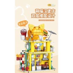 DOUBLE HEIGHT 60523 BURGER MEOW DỄ THƯƠNG bộ đồ chơi xếp lắp ráp ghép mô hình CUTE PET SERIES 857 khối