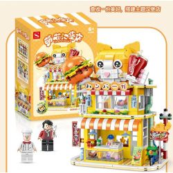 DOUBLE HEIGHT 60523 BURGER MEOW DỄ THƯƠNG bộ đồ chơi xếp lắp ráp ghép mô hình CUTE PET SERIES 857 khối