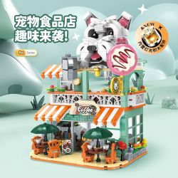 DOUBLE HEIGHT 60524 QUÁN CÀ PHÊ VƯƠNG bộ đồ chơi xếp lắp ráp ghép mô hình CUTE PET SERIES 972 khối