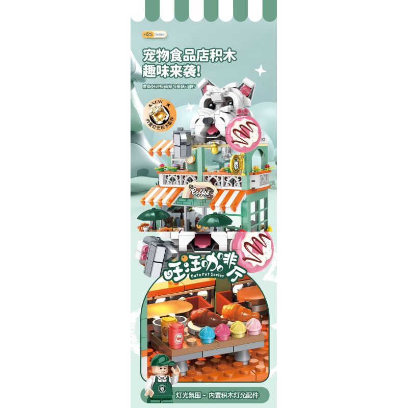 DOUBLE HEIGHT 60524 QUÁN CÀ PHÊ VƯƠNG bộ đồ chơi xếp lắp ráp ghép mô hình CUTE PET SERIES 972 khối