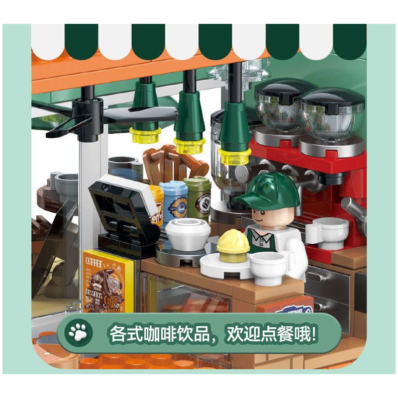 DOUBLE HEIGHT 60524 QUÁN CÀ PHÊ VƯƠNG bộ đồ chơi xếp lắp ráp ghép mô hình CUTE PET SERIES 972 khối