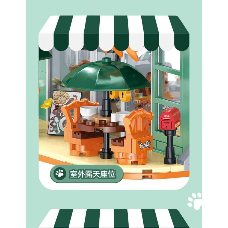 DOUBLE HEIGHT 60524 QUÁN CÀ PHÊ VƯƠNG bộ đồ chơi xếp lắp ráp ghép mô hình CUTE PET SERIES 972 khối