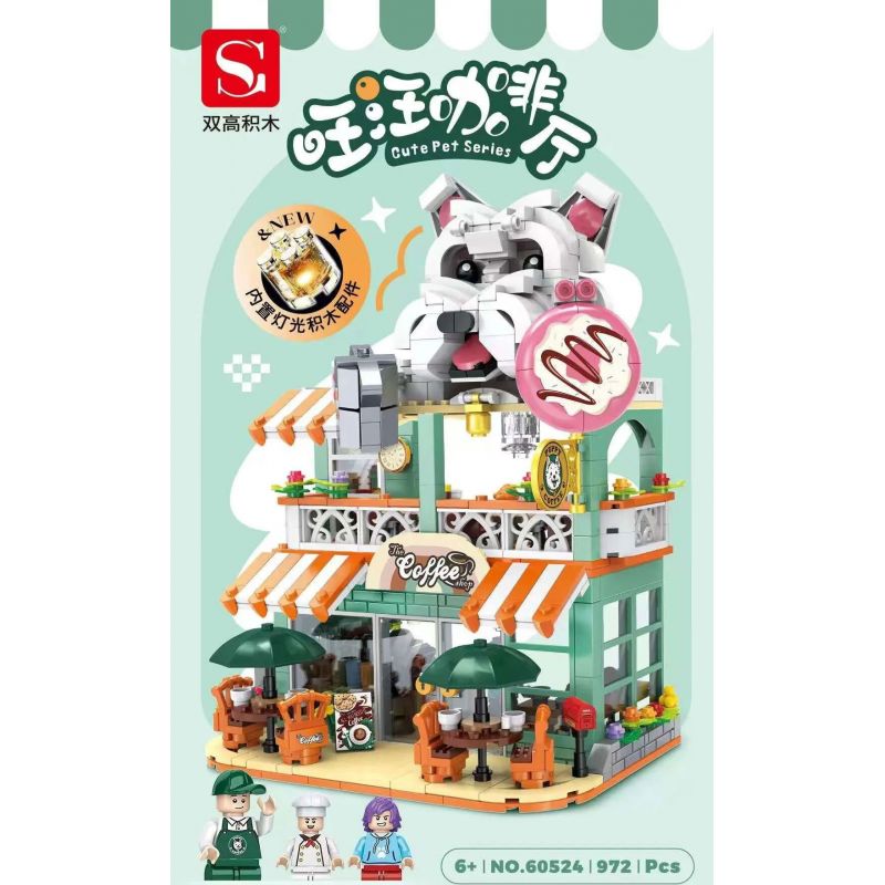 DOUBLE HEIGHT 60524 QUÁN CÀ PHÊ VƯƠNG bộ đồ chơi xếp lắp ráp ghép mô hình CUTE PET SERIES 972 khối