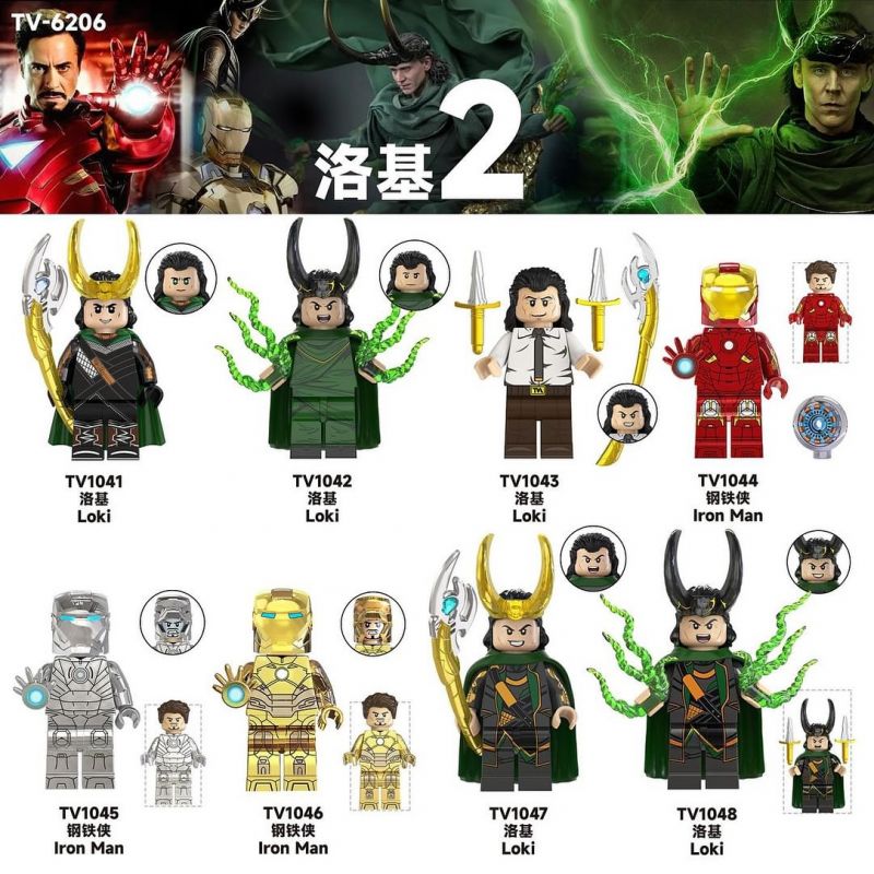 TV 6206 1041 1042 1043 1044 1045 1046 1047 1048 non Lego LOKI 2 NHÂN VẬT NHỎ 8 LOẠI bộ đồ chơi xếp lắp ráp ghép mô hình Super Heroes Siêu Nhân Anh Hùng