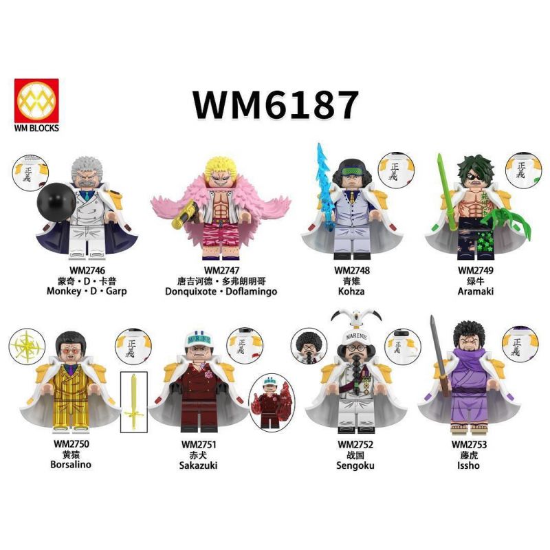 Lego WM WM6187 WM WM2746 WM WM2747 WM WM2748 WM WM2749 WM WM2750 WM WM2751 WM WM2752 WM WM2753 One Piece Xếp hình lắp ráp ghép mô hình Nhân vật nhỏ One Piece 8 loại