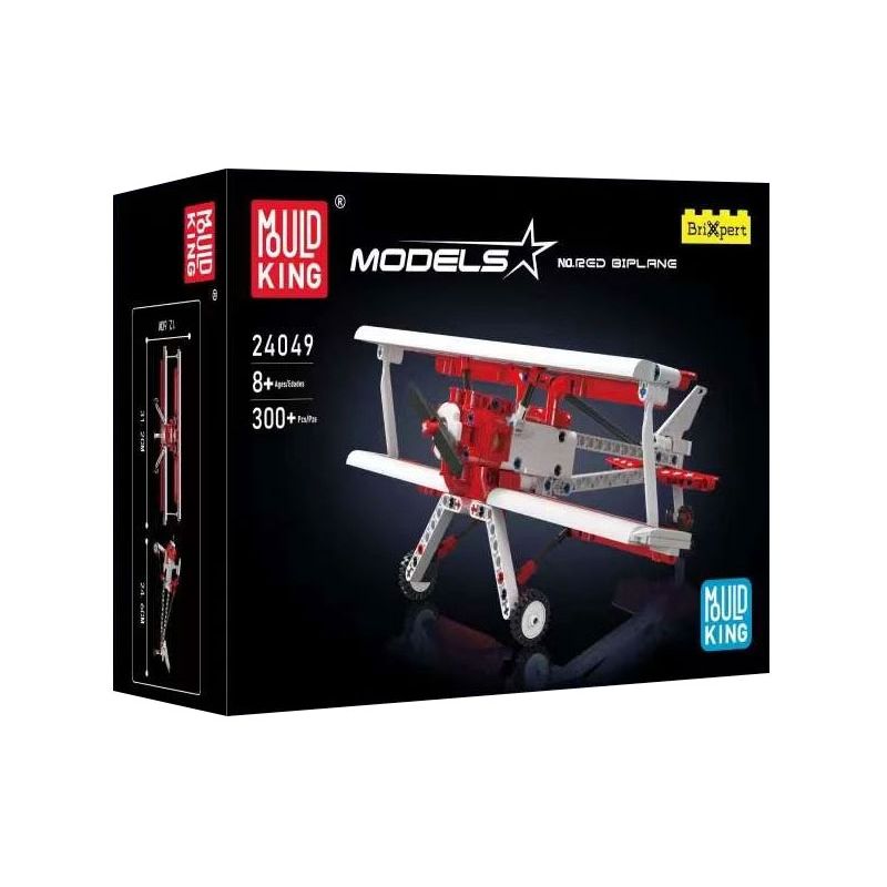 MouldKing 24049 Mould King 24049 non  MÁY BAY HAI CÁNH MÀU ĐỎ bộ đồ chơi xếp lắp ráp ghép mô hình  RED BIPLANE Kỹ Thuật Công Nghệ Cao Mô Hình Phương Tiện 300 khối