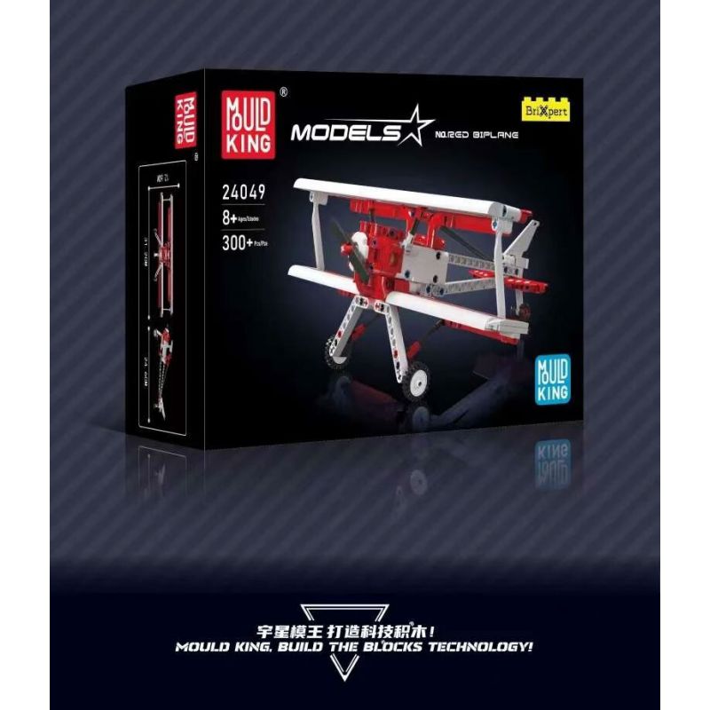 MouldKing 24049 Mould King 24049 MÁY BAY HAI CÁNH MÀU ĐỎ bộ đồ chơi xếp lắp ráp ghép mô hình Technic RED BIPLANE Kỹ Thuật Công Nghệ Cao Mô Hình Phương Tiện 300 khối