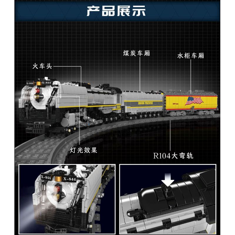 MouldKing 12031 Mould King 12031 ĐẦU MÁY HƠI NƯỚC UNION PACIFIC UP844 bộ đồ chơi xếp lắp ráp ghép mô hình City UNION PACIFIC 844 STEAM LOCOMOTIVE Thành Phố 3357 khối MouldKing 12031 Mould King 12031 ĐẦU MÁY HƠI NƯỚC UNION PACIFIC UP844 bộ đồ chơi xếp lắp ráp ghép mô hình City UNION PACIFIC 844 STEAM LOCOMOTIVE Thành Phố 3357 khối
