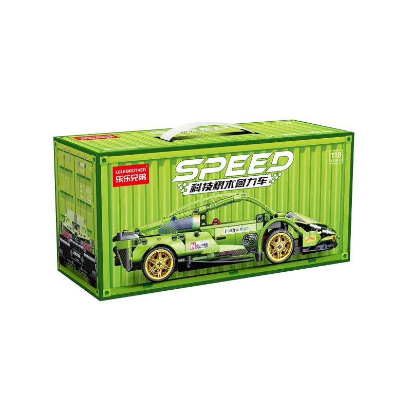 LELE BROTHER 9055 3300 3301 3302 XE KÉO LAMBORGHINI GREEN BULL 1:18 tỷ lệ 1:18 bộ đồ chơi xếp lắp ráp ghép mô hình Technic Kỹ Thuật Công Nghệ Cao Mô Hình Phương Tiện 586 khối