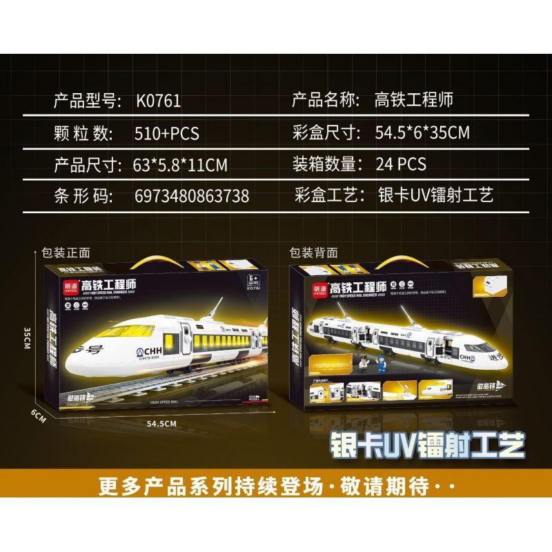 MINGDI LEIBAO K0761 0761 KỸ SƯ ĐƯỜNG SẮT CAO TỐC bộ đồ chơi xếp lắp ráp ghép mô hình City HIGH SPEED RAIL ENGINEER Thành Phố 510 khối