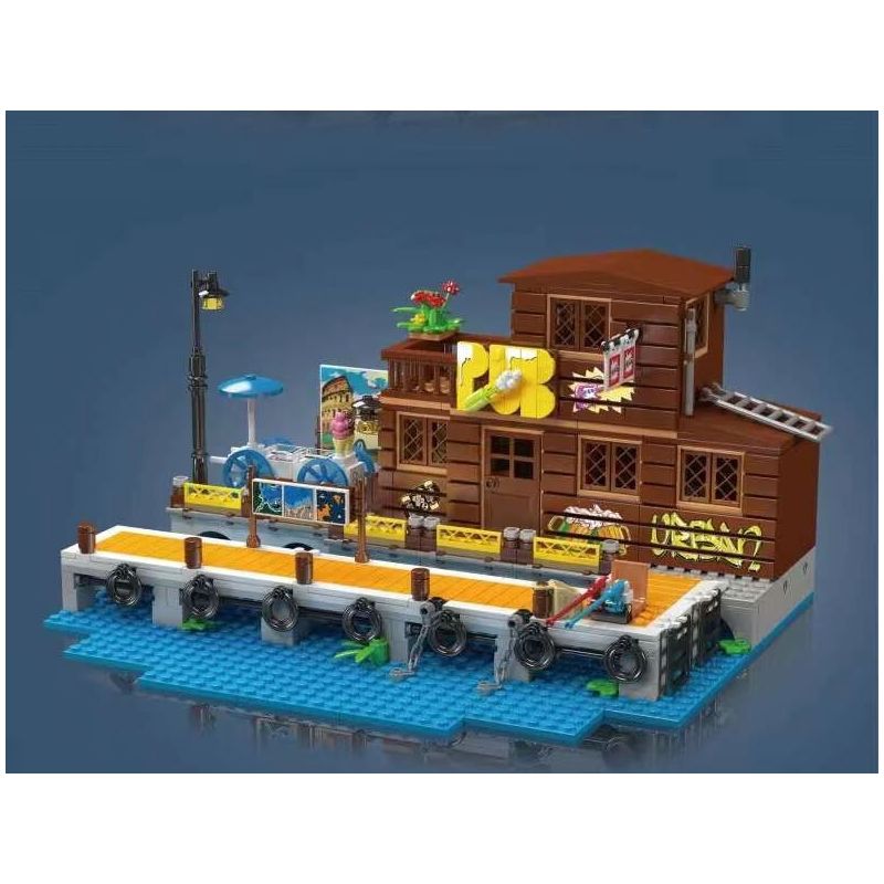 MouldKing 10108 Mould King 10108 KHÁCH SẠN MARINA bộ đồ chơi xếp lắp ráp ghép mô hình City DOCKSIDE TAVERN Thành Phố 842 khối