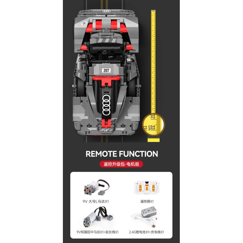 RASTAR 92700 92710 AUDI RS Q E-TRON 1:14 tỷ lệ 1:14 bộ đồ chơi xếp lắp ráp ghép mô hình Technic Kỹ Thuật Công Nghệ Cao Mô Hình Phương Tiện 1432 khối