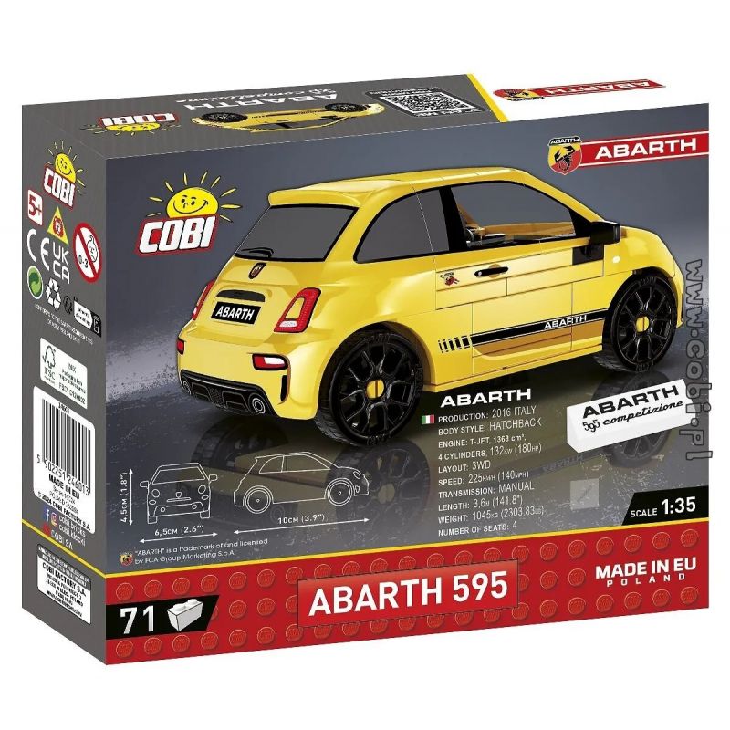 COBI 24601 20502 XE ĐỘ ABARTH 595 tỷ lệ 1:35 bộ đồ chơi xếp lắp ráp ghép mô hình Racers ABARTH 595 COMPETIZIONE Đua Tốc Độ 71 khối