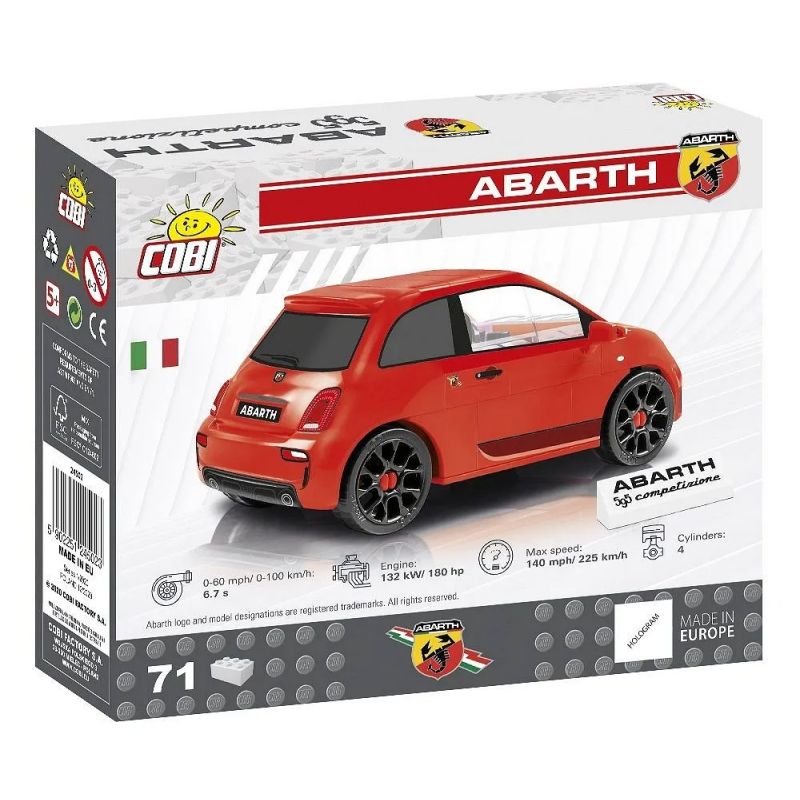COBI 24601 20502 XE ĐỘ ABARTH 595 tỷ lệ 1:35 bộ đồ chơi xếp lắp ráp ghép mô hình Racers ABARTH 595 COMPETIZIONE Đua Tốc Độ 71 khối