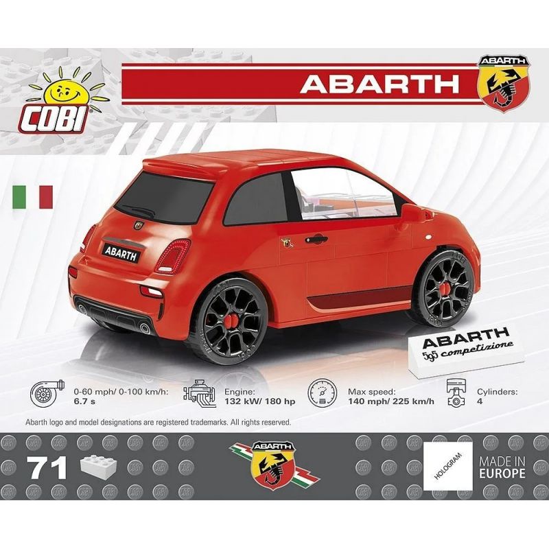 COBI 24601 20502 XE ĐỘ ABARTH 595 tỷ lệ 1:35 bộ đồ chơi xếp lắp ráp ghép mô hình Racers ABARTH 595 COMPETIZIONE Đua Tốc Độ 71 khối