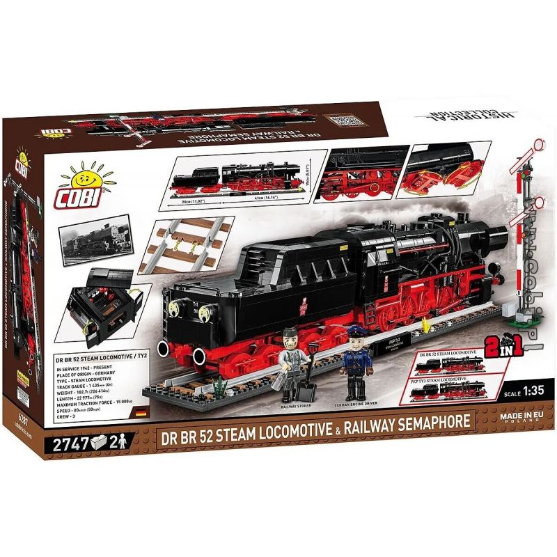 COBI 6282 6283 6281 6287 ĐẦU MÁY HƠI NƯỚC DR BR 52 tỷ lệ 1:35 bộ đồ chơi xếp lắp ráp ghép mô hình City DR BR 52 STEAM LOCOMOTIVE Thành Phố 2505 khối
