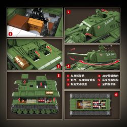 QuanGuan 100253 Quan Guan 100253 XE TĂNG HẠNG NẶNG KV-1 (MẪU 1941) bộ đồ chơi xếp lắp ráp ghép mô hình Military Army KV-1 HEAVY TANK MODEL 1941 Quân Sự Bộ Đội 1192 khối